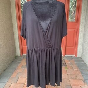 SHEIN Black Faux Wrap Babydoll Top